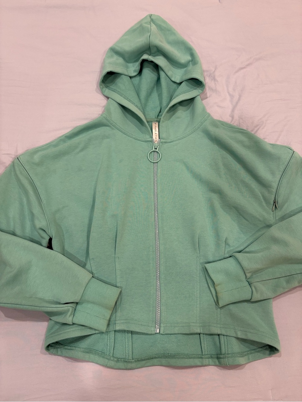 Fabletics Mint Green Cropped Full‑Zip Hoodie